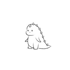 a black and white drawing of a small dinosaur