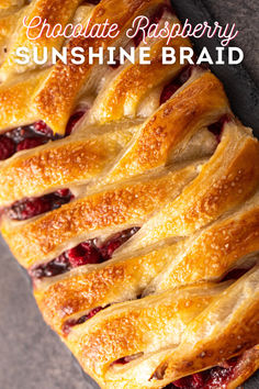 Puff Pastry Woven and Baked with Chocolate and Raspberries Peeking Through Puff Pastry Recipes Dessert Raspberry, Chocolate Raspberry Puff Pastry, Raspberry And Cream Pastry, Raspberry Puff Pastry, Nutella Raspberry, Chocolate And Raspberry