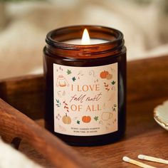 I Love Fall Autumn Candle Home Decoration - Kindred Fires Autumn Candles, Cosy Fall, Galaxy Stuff, Cosy Decor, Apothecary Style, Dusty Peach, Autumn Candle, Peach Colour, Fun Pumpkins