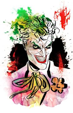 the joker is painted in watercolor and it looks like he's holding a banana