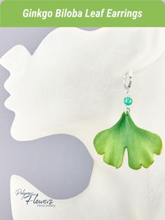 $23.00 • Earrings with leaves of Ginkgo Biloba for lovers of plant jewelry. Large green earrings - good choice for summer, rest and having fun. The earrings are very light and comfortable to wear. This pair will be nice gift for her, especially if she's botanical jewelry lover. #Largegreenearrings #Handmadeginkgo #lightweightearrings Green Leaf-shaped Earrings For Gift, Green Leaf-shaped Earrings As A Gift, Green Leaf-shaped Earrings For Pierced Ears, Green Leaf-shaped Earrings, Green Leaf-shaped Jewelry With Matching Earrings, Handmade Green Leaf-shaped Earrings, Green Leaf-shaped Sterling Silver Earrings, Handmade Green Leaf-shaped Jewelry, Nickel-free Green Leaf-shaped Jewelry