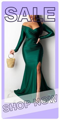 Mermaid Formal Gowns, Split Long Dress, Mermaid Evening Gown, Long Cocktail Dress, Long Sleeve Cocktail Dress, Formal Cocktail Dress, Maxi Dress Green, Mermaid Dress, Mermaid Dresses