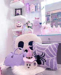 a room filled with lots of stuffed animals and accessories