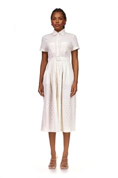 The Kristin cotton eyelet dress is the perfect easy Summer dress. The heart embroidered eyelet is subtle but special, with an optional buckled belt at the waist. We love it styled with sandals during the day and espadrilles at night. White Eyelet, 100% cotton, optional belt included Fits true to size, model wears size Elegant Fitted Eyelet Midi Dress, Spring Eyelet Midi Dress, Elegant Short Sleeve Eyelet Dresses, Elegant Eyelet Dresses For Daywear, Elegant Knee-length Eyelet Dress, Elegant Eyelet Dress For Summer, Chic Fitted Eyelet Midi Dress, Elegant Summer Eyelet Dress, Fitted Eyelet Midi Dress For Daywear