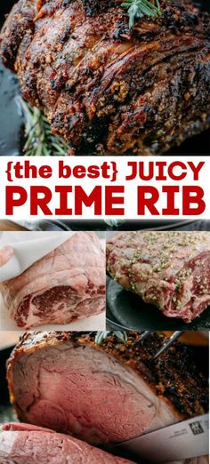 the best juicy prime rib roast recipe is made with fresh meat, spices and seasonings