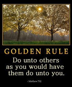 an image of two trees with the words golden rules written below them in gold and black