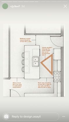 the floor plan for a kitchen with an oven and sink