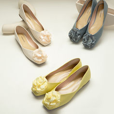 Step into a world of delicate beauty and unparalleled luxury with our ballerina flats. The intricate flower decor, sumptuous lambskin leather, and easy slip-on closure make these flats a true embodiment of femininity and elegance. Spring Party Flats With Square Toe, Flower Ballerina, White Shoes Outfit, Elegant Flats, Heel Grips, Every Step You Take, Heart Drop Earrings, Ballerina Shoes, Flower Decor