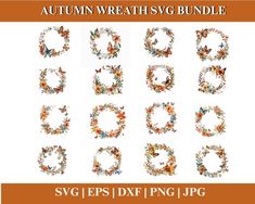 the autumn wreaths bundle is shown in orange and white