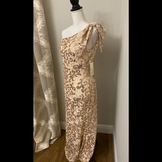 Nwt & Absolutely Stunning! Spring Champagne Evening Dress For Gala, Champagne Spring Gala Dress, Champagne Evening Dress For Spring Gala, Spring Champagne Party Maxi Dress, Champagne Maxi Dress For Spring Party, Fitted Champagne Maxi Dress For Spring, Spring Formal Champagne Dress, Champagne Spring Formal Dresses, Champagne Formal Dress For Spring