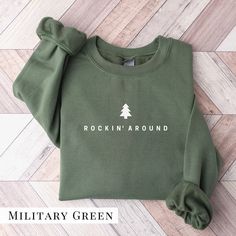 Rockin Around the Christmas Tree Sweatshirt Heat Press Sweatshirt Ideas, Christmas Tree Hoodie, Cold Sweatshirt, Always Cold, Merry Happy, Holiday Wear, Winter Sweatshirt, Gildan Sweatshirts, Holiday Shirts