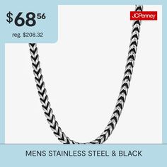 Sure to turn heads, this men's chain features stainless steel & black IP links twisted in a unique foxtail design.Features: Quick ShipLink Construction: SemisolidMetal Color: GrayChain Length: 24 InchCare: Hand WashMetal: Stainless SteelNecklace Type: Chain NecklacesCountry of Origin: Imported Chain Necklaces, Design Jewelry, Chains For Men, Chains Necklace, Chain Necklace, Pendant Necklace, Stainless Steel, Chain, Color