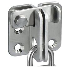 an image of a metal door hinge with two latches on each one side