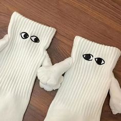 2 Pair Of Black Or White Magnetic Hand Socks. Hand Wash. Os Fits Most. Short Crew. Embroidery Eyes Give These Cute Socks A Fun Personality. Would Be Fun For Sibling Pictures. Easy To Keep Like Socks Together. Nonsmoking Home Trendy White Winter Socks, Trendy White Socks For Winter, Cute White Stretch Socks, Cute Stretch White Socks, White Stretch Cotton Socks, Embroidery Eyes, Embroidery Socks, Best Gifts For Couples, Hand Socks