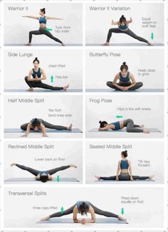 a woman doing yoga poses in different positions