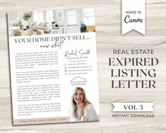 a real estate listing letter is displayed on a wooden background with the words, your home doesn't sell