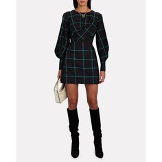 Staud Crosshill Cut-Out Windowpane Mini Dress New Size L $350 Details Staud's Mini Dress Is Tailored From Cotton With An Inky Windowpane Plaid That Really Complements The Season. It Has Beautifully Cuffed Sleeves And A Wrap-Effect Bodice That Nips You In At The Waist. Wear Yours With Sleek Knee Boots When Temperatures Dip. Style Number: 331-7804-Black Fabric: 100% Cotton Back Button Keyhole Closure Dry Clean Imported Length From Shoulder To Hem: 33" Bin 16 Chic Black Long Sleeve Plaid Dress, Staud Elegant Workwear Dresses, Elegant Staud Dresses For Workwear, Elegant Staud Dresses For Work, Staud Fitted Dress For Workwear, Elegant Fitted Black Plaid Dress, Chic Plaid Dress For Night Out, Black Plaid Dress For Work, Elegant Plaid Dress For Date Night