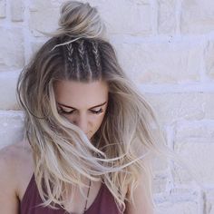 braids @sylviadankwa go follow More Blonde Hair, A Woman, Braids, Blonde, Wall, Hair, Plaits