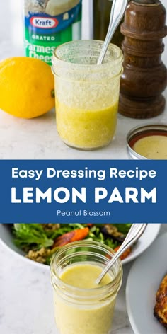 lemon parm dressing recipe in mason jars