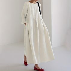 SPU: DZ-119011-LSXFabric Name: 95% Cotton-5% NylonPattern: Solid ColorProcess: PaneledStyle: Casual Length: Ankle-LengthCollar: Round NeckPopular Elements: Solid ColorSleeve Type: Long SleeveOccasion: DailyTheme: Spring, FallNOTE: If you are not sure, please choose a larger size. If you have any doubts about this product, we suggest you contact our customer service team. Due to the color difference between the screens of different electronic devices (computers, mobile phones or ipads), especiall Casual Long Midi Dress For Spring, White Non-stretch Casual Midi Dress, Casual Non-stretch White Midi Dress, Casual Plain Spring Dress, Oversized Solid Color Midi Dress For Spring, Casual White Maxi Dress For Fall, Oversized A-line Midi Dress For Spring, Oversized A-line Casual Dress, Casual Plain Maxi Dress For Spring