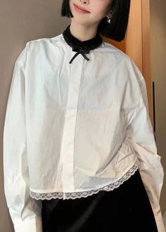 French White Solid Lace Patchwork Cotton Blouse Long SleeveFabric: Cotton BlendedSize & Fit: Fit: This garment fits true to size.Length: Size XL measures 21.84"from shoulder to hemBust: Great for any cup size. Waist: Loose Fit. Comfortable room throughout midsection.Hip: Loose Fit - room for hips. Hand Wash Cold. Long Sleeve Patchwork Tops, Long Sleeve Patchwork Top For Daywear, Patchwork Long Sleeve Tops For Daywear, White Tops With Lace Collar For Layering, Long Sleeve Top With Lace Patchwork For Work, Long Sleeve Lace Patchwork Top For Work, Long Sleeve Blouse With Lace Collar For Layering, Long Sleeve Tops With Lace Patchwork For Daywear, Oversized Polo