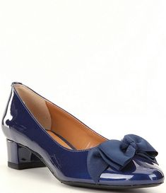 J. Renee Cameo Patent Bow Detail Block Heel Pumps | Dillard's Fancy Flats, Navy Blue Shoes, Block Heel Pumps, Ladies Blazer, Mid Heel Shoes, Mid Heels Pumps, Low Heel Pumps, Womens Pumps, Low Heel Shoes