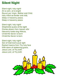 a christmas poem with candles and holly leaves