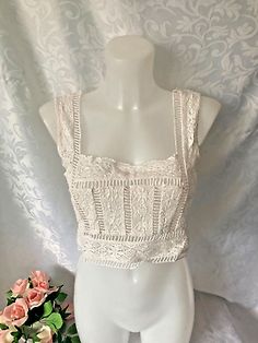 Top Rated Free People Hailey Women Lace Tank Top Size XS White Sleeveless New Free P&P!, Women's Tops White Knit Tank Top, Outfit Plan, Knit Tank Top, White Sleeveless, Knit Tank, Lace Tank Top, Lace Tank, Knitted Tank Top, Knit Tanks