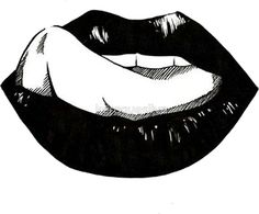 a black and white drawing of a woman's lips