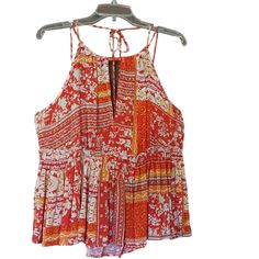 Rachel Zoe Bohemian Style Summer Top. Features V-Neck, Elastic Waist, And Gathered Bottom. Nwt Material: 100% Rayon Color: Orange Multi Size: Large Smoke-Free Pet-Free Environment. All Measurements Are Approximate. Summer Red Boho Print Top, Summer V-neck Tops With Boho Print, Boho Print V-neck Top For Summer, Printed Tank Top For Spring Festival, Casual Rayon Tops For Festivals, Spring Bohemian Printed Tank Top, Summer Vacation Tops With Boho Print, Bohemian Spring Printed Tank Top, Bohemian Printed Tank Top For Spring