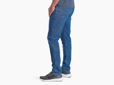 The KÜHL DENIM Men's Pant is cut from our exclusive  heavyweight performance denim.  Highlighted by impressive stretch and phenomenal rebound, these pants maintain both fit and form over extended wear.  A classic five pocket design conceals the extraordinary freedom of motion usually reserved for your favorite sweatpants. Casual Medium Wash Cotton Jeans, Casual Light Indigo Jeans In Recycled Denim, Light Indigo Recycled Denim Jeans In Casual Style, Light Indigo Casual Jeans In Recycled Denim, Casual Indigo Bottoms In Recycled Denim, Casual Everyday Denim Jeans, Cotton Slim Fit Medium Wash Bottoms, Medium Wash Slim Fit Cotton Bottoms, Casual Denim Blue Jeans In Recycled Denim