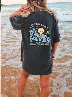 "Looking for a unique and inspiring gift? Look no further than our 'Happiness Comes In Waves' shirt! It's sure to brighten anyone's day." High quality and super soft, comfortable shirt. Made with top of the line vinyl and pressed with a professional grade heat press. 🕕Production Time 1-3 business day🕕 ✔Make sure you check our size-chart before you place your order. ➡️𝗛𝗢𝗪 𝗧𝗢 𝗢𝗥𝗗𝗘𝗥 ⬅️ 𝟏. Please, Check and Review all Photos. 𝟐. Select Your T-Shirt Size and T-Shirt Color from drop down Vsco Crew Neck Top With Text Print, Vsco Style Crew Neck Top With Text Print, Vsco Style Text Print Crew Neck Top, Vsco Crew Neck T-shirt With Screen Print, Vsco Style Short Sleeve T-shirt With Text Print, Vsco Style T-shirt With Text Print, Funny Print Crew Neck Vsco T-shirt, Funny Print Vsco Crew Neck T-shirt, Vsco Style Text Print Short Sleeve Top