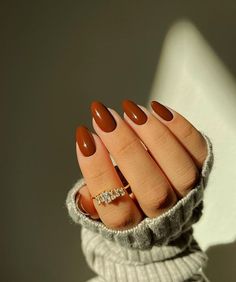 Brown Nails Design, Unghie Nail Art, Simple Fall Nails, September Nails, Easy Nails, Blue Nail, Fall Nail Colors