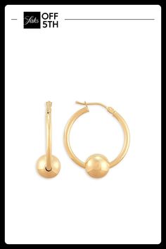 Exclusively At Saks Off Fifth. These Versatile Yellow Gold Earrings Are Designed Like Hoops With A Ball Detailing, Perfect To Pair With All Your Looks. 14k Yellow Gold Hinge Closure Made In Italy Size Drop, About 0.8" Click Here For A Guide To Jewelry & Watches. Center Core - Jewelry Trunk > Saks Off 5th. Saks Fifth Avenue. Yellow Gold Earrings, Yellow Gold Earring, Gold Hoop, Fine Jewellery Earrings, Gold Hoop Earrings, Saks Fifth, Saks Fifth Avenue, Trunk, Gold Earrings