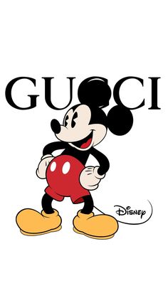 mickey mouse with the word guci in front of it and an image of goofy