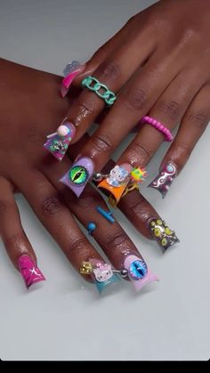 Almond Junk Nails, Blk Nails, Bead Nails, Rocker Nails, Bubble Nails, Dragon Nails, Junk Nails, Business Nails, Acrylic Toe Nails