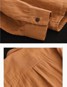 Cotton Linen Loose Casual Long-sleeve Shirt — Obiono Brown Cotton Blouse With Button Closure, Brown Linen Long Sleeve Blouse, Fitted Casual Blouse With Roll-up Sleeves, Brown Casual Collar Tops For Spring, Casual Brown Blouse With Button Cuffs, Brown Linen Long Sleeve Shirt, Casual Brown Tops With Button Cuffs, Fitted Tops With Roll-up Sleeves For Summer, Fitted Summer Tops With Roll-up Sleeves