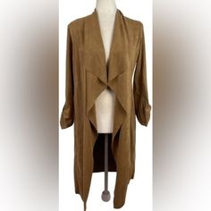 Beautiful, Never Worn Faux Brown Suede Open Blazer/Jacket Buttons On Sleeves To Roll Up/Pin Back Open Blazer, Open Jacket, Suede Jacket, Jacket Buttons, Brown Suede, Roll Up, Faux Suede, Blazer Jacket, Jackets & Coats