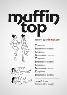 a poster with instructions on how to do the muffin'd top squats