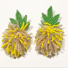 Handmade Glass Bead Pineapple Earring Pineapple Earrings, Glass Bead Earrings, Handmade Glass Beads, Bead Earrings, Earrings Color, Glass Bead, Green Yellow, Beaded Earrings, Pineapple