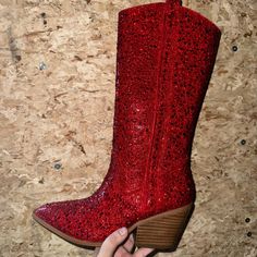 Corkys Tall Red Rhinestone Boots Red Sparkly Boots, Sparkly Boots, Rhinestone Boots, Red Fringe, Wedding Shoes Heels, Cute Nike Shoes, Red Boots, Texas Tech, Cute Nikes