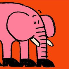 an elephant standing in front of a red background