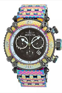 From the Subaqua Collection by Invicta this Iridescent, Men's Watch is powered by a high-quality Z60 movement. This Invicta Watch has a 52 millimeter Iridescent case, that is protected by Flame Fusion crystal. It is water-resistant up to 100 meters. Invicta Model 37565 comes with a three-year warranty from InvictaStores.com Multicolor Analog Display Watch Accessories With Round Dial, Luxury Multicolor Chronograph Watch Accessories, Multicolor Automatic Watch Accessories, Multicolor Automatic Watch With Round Dial, Luxury Multicolor Chronograph Watches, Modern Multicolor Automatic Watches, Luxury Multicolor Automatic Watches, Multicolor Chronograph Watch With Round Dial, Luxury Automatic Multicolor Watches