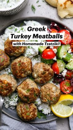 greek turkey meatballs with homemade tzatzkah