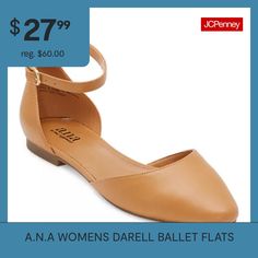 These a.n.a women's Darell ballet flats are a chic style to elevate everyday looks for the office or brunch with friends. Made from smooth faux leather, these pointed-toe shoes come with an ankle strap closure for added support. Wear them with pants and a shirt or an a-line dress. Closure Type: BuckleUpper/Outer Base Material: 100% PolyuretheneShoe Lining Material: PolyurethaneSole Material Content: 100% PolyurethaneToe Type: Closed ToeShoe Strap Type: Ankle StrapCare: Spot CleanHeel Style: Fla… Ballet Flats White, Shoes Ballet Flats, Pointed Toe Shoes, White Flats, Toe Shoes, Ballet Flat Shoes, Everyday Look, Ballet Flats, Ankle Strap