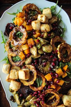 a white plate topped with different types of food