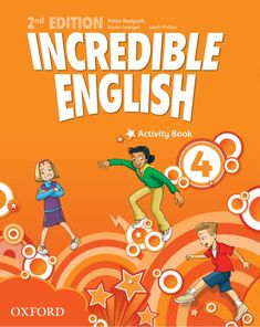 the book cover for incredible english 4 activity book