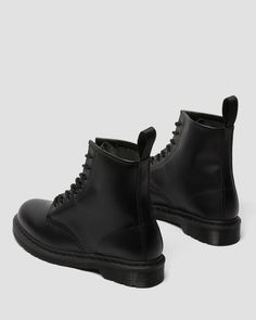 1460 Mono Smooth Leather Lace Up Boots in Black | Dr. Martens Classic Winter Boots For Streetwear, Classic Boots With Reinforced Toe For Streetwear, Classic High-top Steel Toe Combat Boots, Classic Combat Boots With Rubber Sole, Classic Combat Boots With Round Toe For Streetwear, Classic Combat Boots For Streetwear In Fall, Classic Combat Boots For Fall Streetwear, Classic High-top Combat Boots With Reinforced Toe, Classic High-top Combat Boots With Rubber Sole