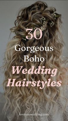 Searching for beautiful boho wedding hairstyle ideas and inspiration? We’ve compiled 30 stunning boho bride hairstyles for long, medium, and short hair. Whether you’re interested in boho hairstyles down, half up, updos, with braids, with veils, or boho bridesmaid hairstyles, we have the best boho wedding beauty inspiration for your wedding day. Hair For Wedding Bride Half Up Half Down, Long Hair Styles For A Wedding, Beach Wedding Hair For Bride, Boho Hairstyle Wedding, Hairstyle For The Bride, Bridal Hair For Beach Wedding, Boho Hairstyles For Long Hair Wedding, Boho Wedding Hairstyles With Veil, Bridal Boho Hairstyles