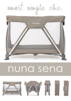 the nuno baby crib is shown in grey